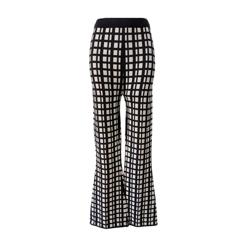 SIMON‎ MILLER Black White Grid Flare Knit Pants Size M
